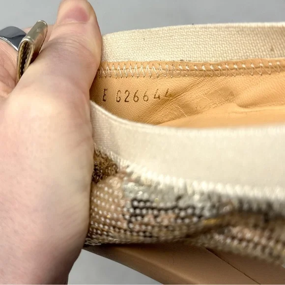 CHANEL CC Coco Mark Sequin Leather Elastic Block Heel Pumps Glam Designer Y2K - Picture 12 of 15